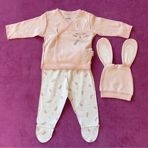 Bebetto Bunny Wrap Top Footed Pants Hat Outfit Bundle